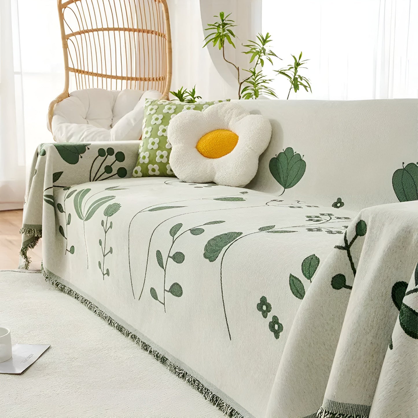 Sofa Cover Reversible Floral Microfiber Pet Resistant