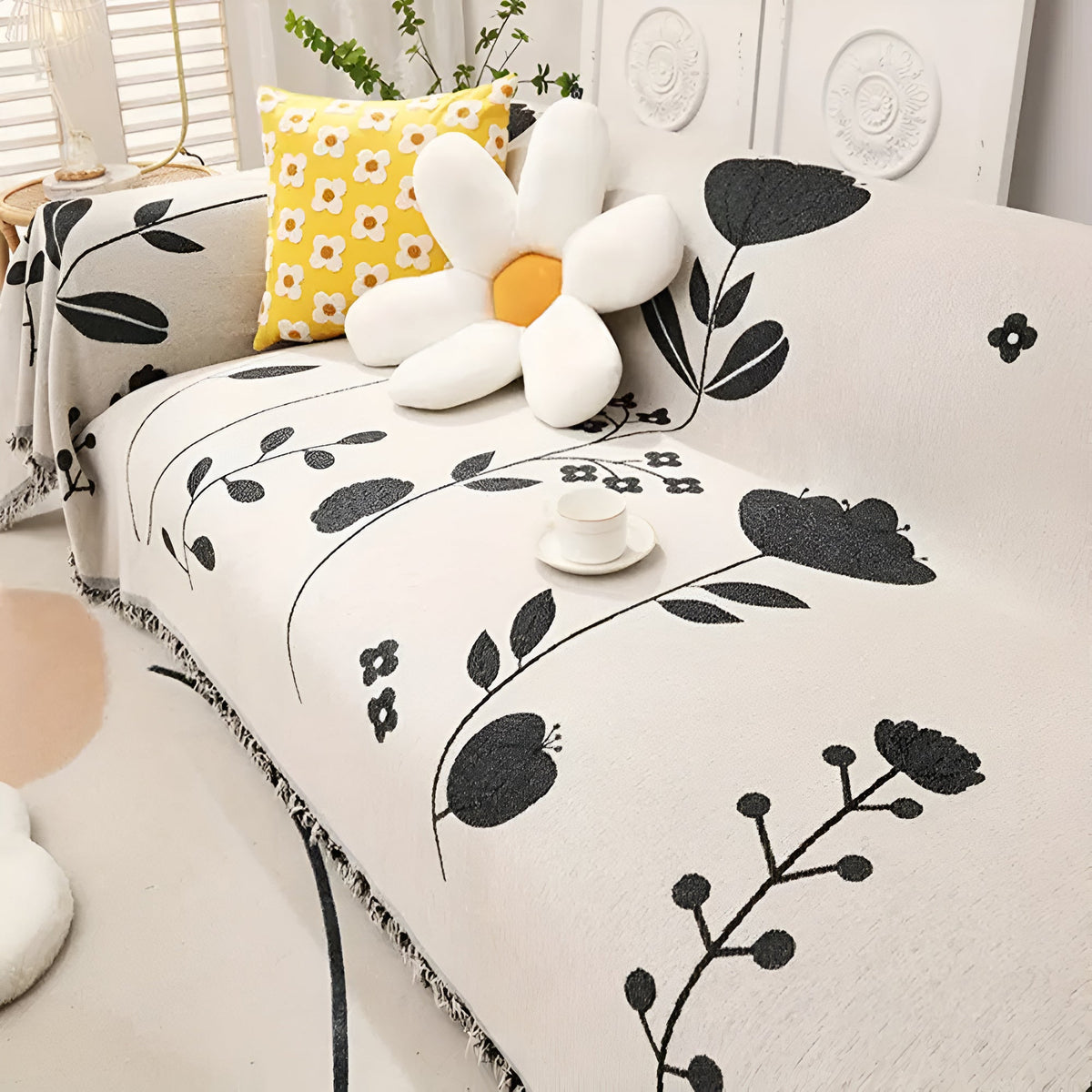 Sofa Cover Reversible Floral Microfiber Pet Resistant