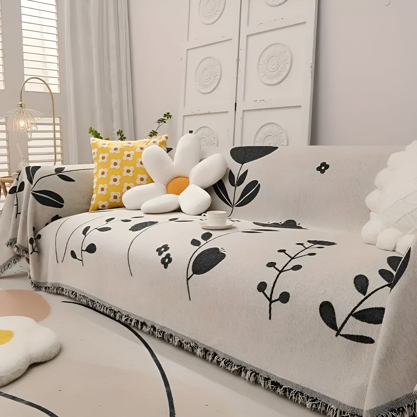Sofa Cover Reversible Floral Microfiber Pet Resistant