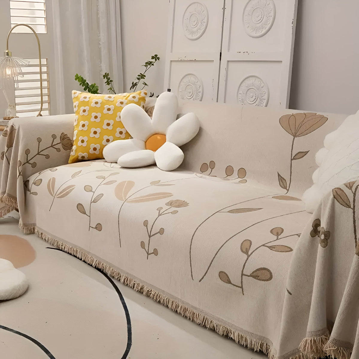 Sofa Cover Reversible Floral Microfiber Pet Resistant