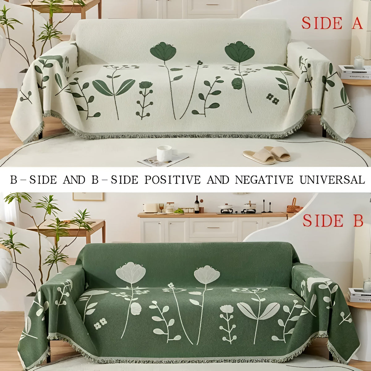 Sofa Cover Reversible Floral Microfiber Pet Resistant
