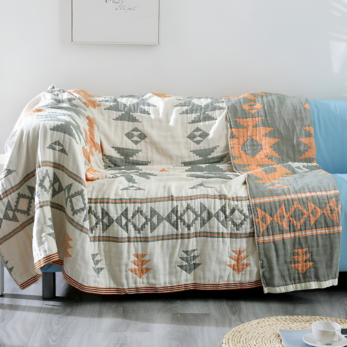 Sofa Cover Reversible Geometric 100% Cotton