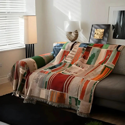 Sofa Cover Rustic Geometric Microfiber Blend & Non-Slip Backing