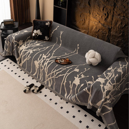 Sofa Cover Soft Chenille Branch Pattern Machine Washable