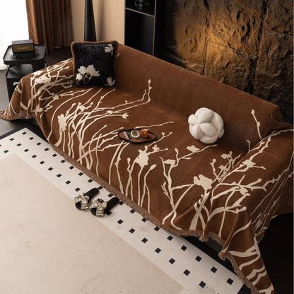 Sofa Cover Soft Chenille Branch Pattern Machine Washable