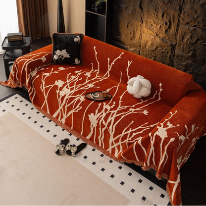 Sofa Cover Soft Chenille Branch Pattern Machine Washable