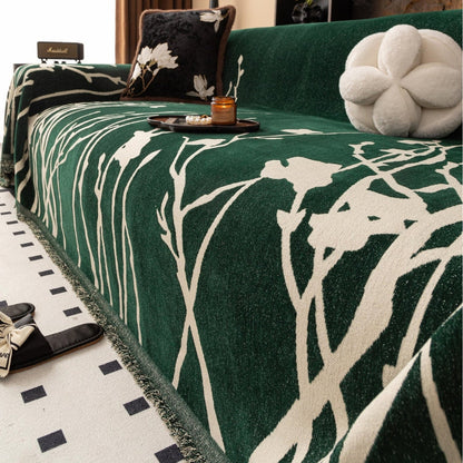 Sofa Cover Soft Chenille Branch Pattern Machine Washable