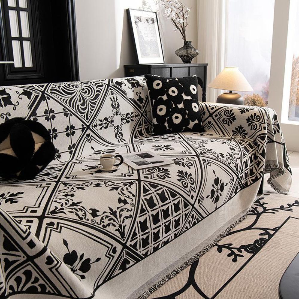Sofa Cover Soft Chenille Florentine Pattern Machine Washable