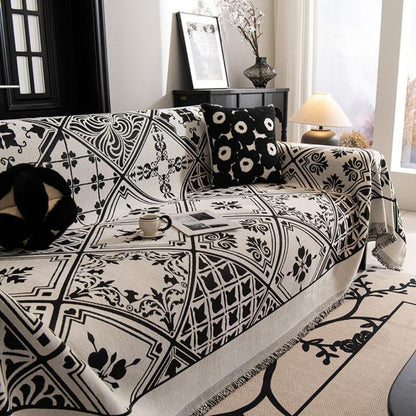 Sofa Cover Soft Chenille Florentine Pattern Machine Washable