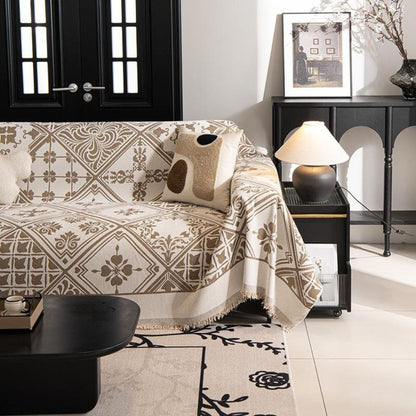 Sofa Cover Soft Chenille Florentine Pattern Machine Washable