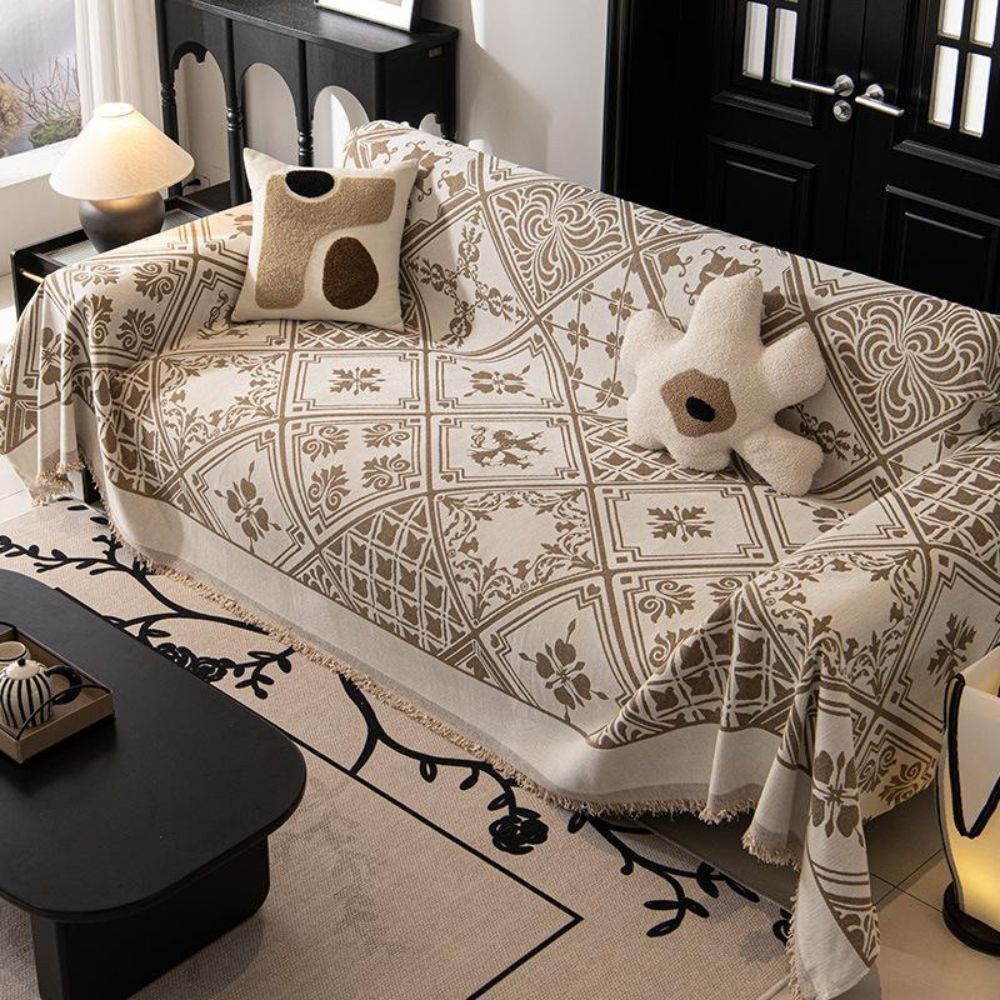 Sofa Cover Soft Chenille Florentine Pattern Machine Washable
