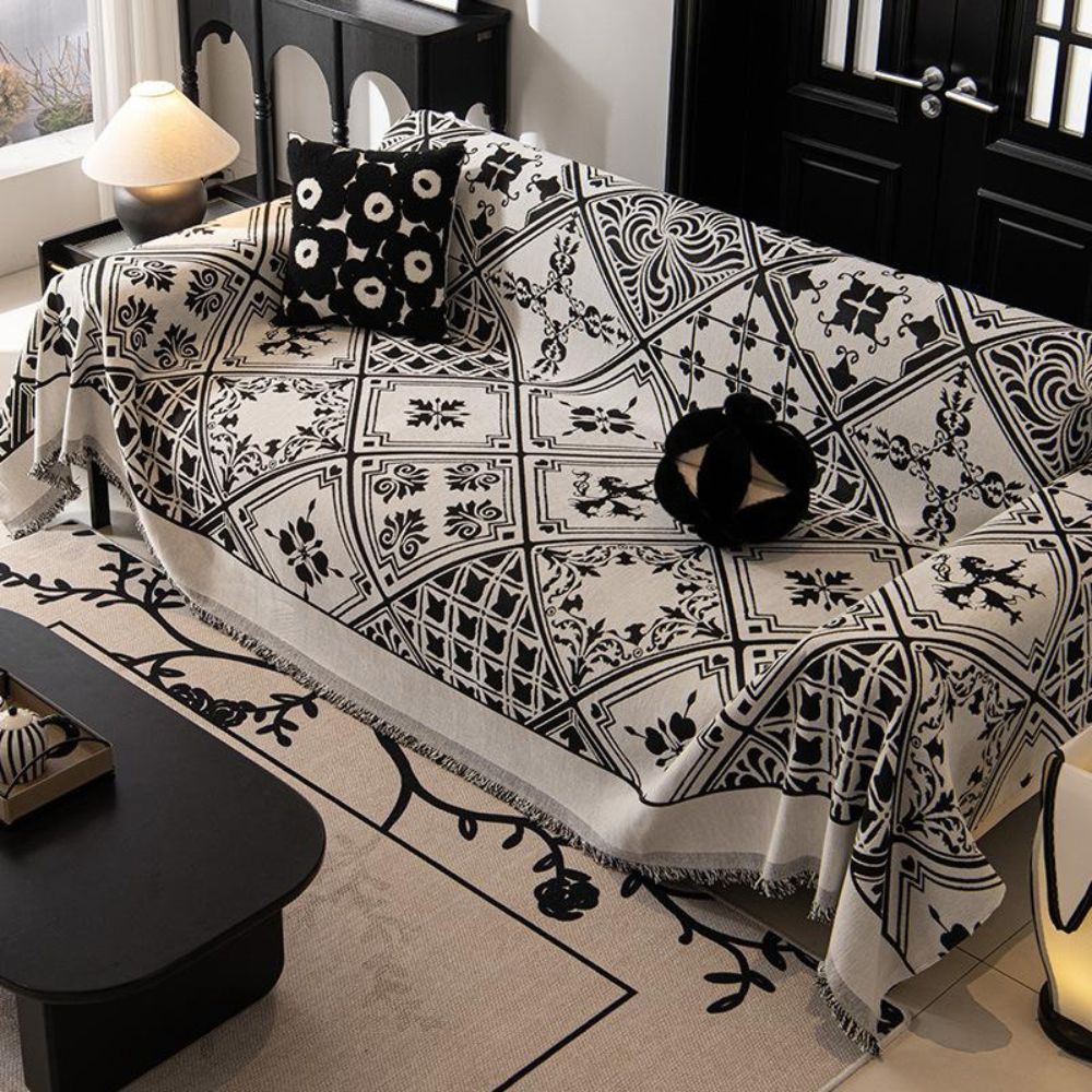 Sofa Cover Soft Chenille Florentine Pattern Machine Washable