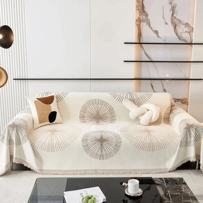 Sofa Cover Soft Microfiber Dandelion Print & Tassel Detail