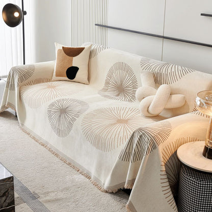 Sofa Cover Soft Microfiber Dandelion Print & Tassel Detail