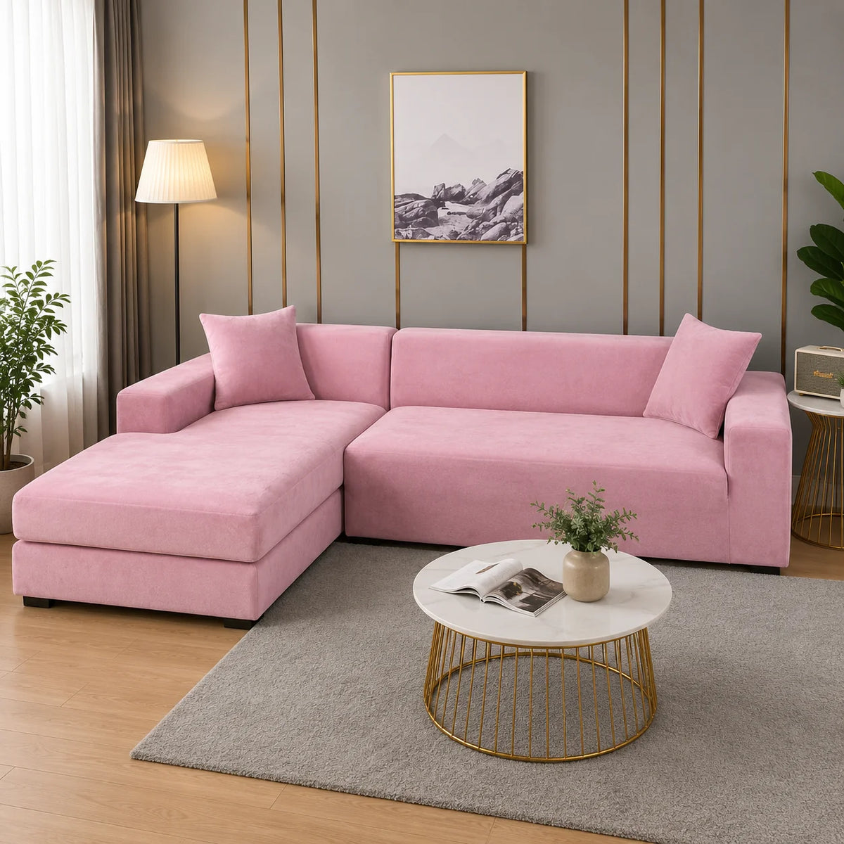 Sofa Cover Stretch-Fit Anti-Slip Velvety Polyester