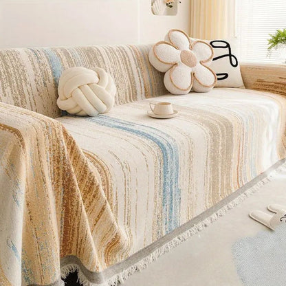 Sofa Cover Striped Chenille Breathable & Non-Slip