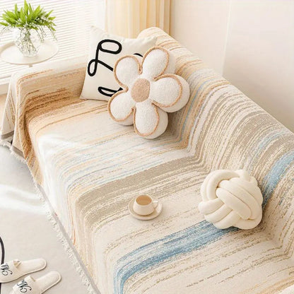 Sofa Cover Striped Chenille Breathable & Non-Slip