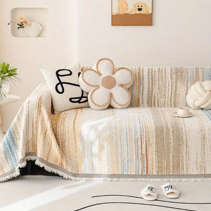 Sofa Cover Striped Chenille Breathable & Non-Slip