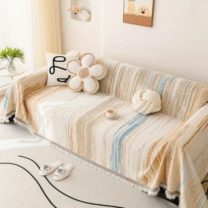 Sofa Cover Striped Chenille Breathable & Non-Slip