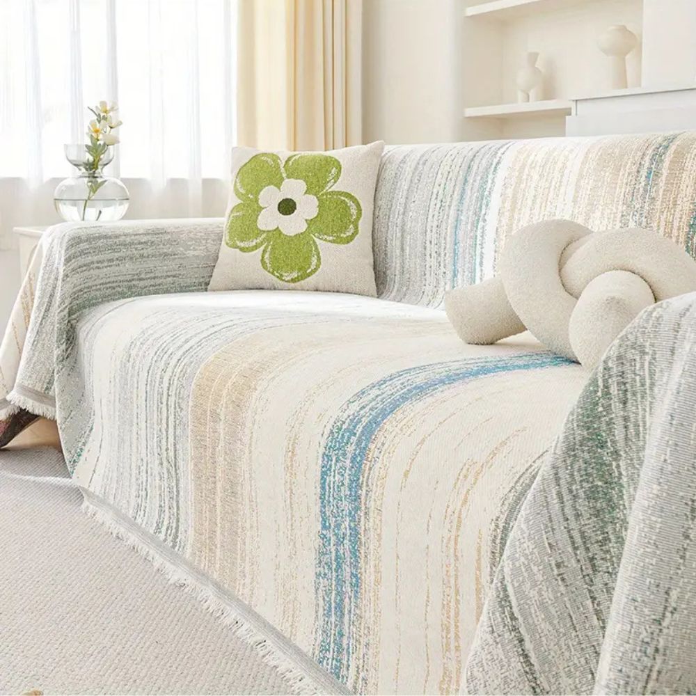 Sofa Cover Striped Chenille Breathable & Non-Slip