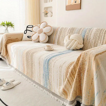 Sofa Cover Striped Chenille Breathable & Non-Slip