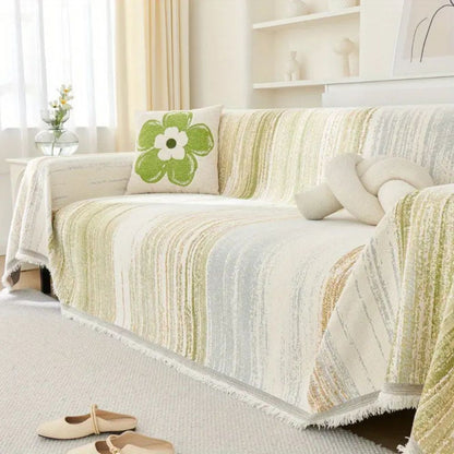 Sofa Cover Striped Chenille Breathable & Non-Slip