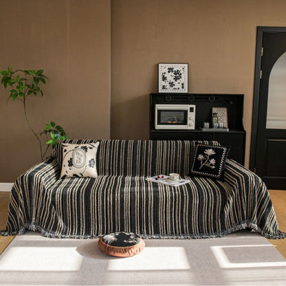 Sofa Cover Striped Chenille Machine Washable Universal Fit