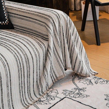 Sofa Cover Striped Chenille Machine Washable Universal Fit