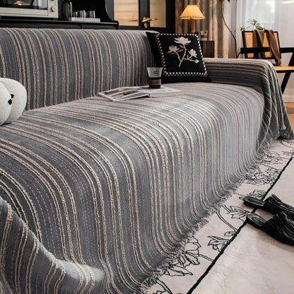 Sofa Cover Striped Chenille Machine Washable Universal Fit