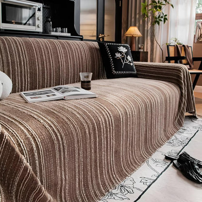 Sofa Cover Striped Chenille Machine Washable Universal Fit