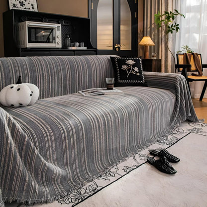 Sofa Cover Striped Chenille Machine Washable Universal Fit