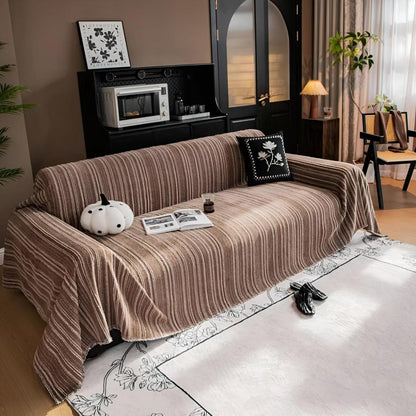 Sofa Cover Striped Chenille Machine Washable Universal Fit
