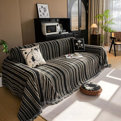 Sofa Cover Striped Chenille Machine Washable Universal Fit