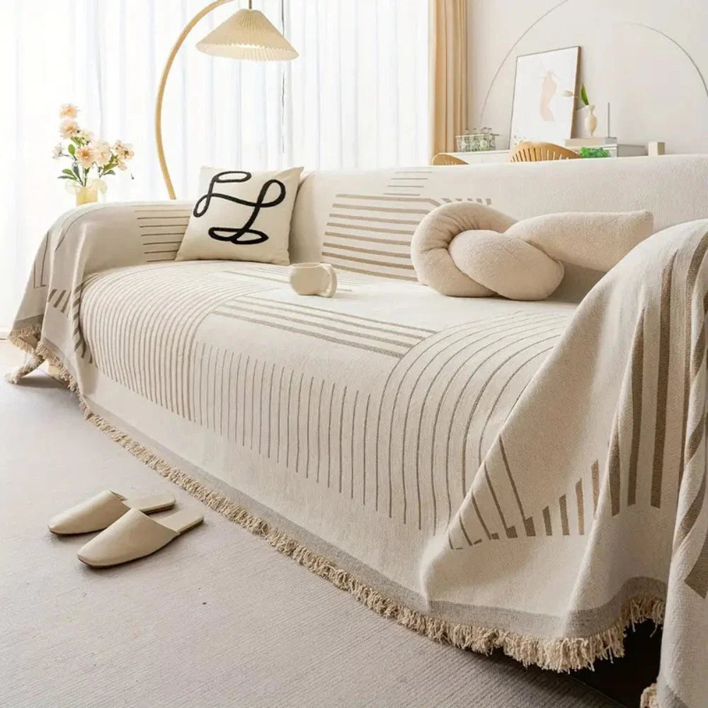 Sofa Cover Thick Chenille Snowflake Design Machine Washable