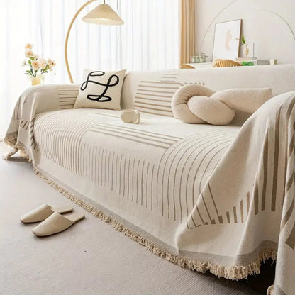 Sofa Cover Thick Chenille Snowflake Design Machine Washable