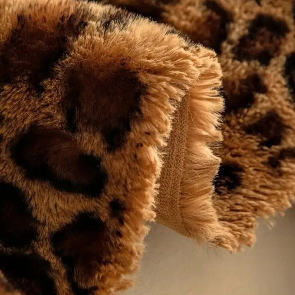 Sofa Cover Thick Plush Microfiber Leopard Print