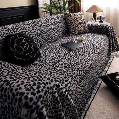 Sofa Cover Thick Plush Microfiber Leopard Print