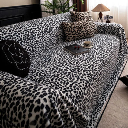 Sofa Cover Thick Plush Microfiber Leopard Print