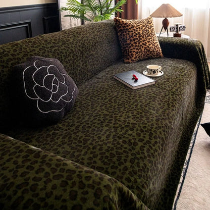 Sofa Cover Thick Plush Microfiber Leopard Print