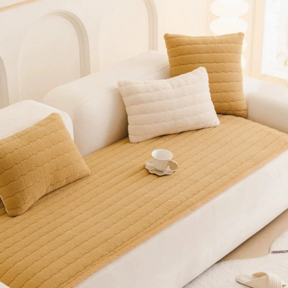Sofa Cover Thick Plush Microfiber Non-Slip & Machine Washable