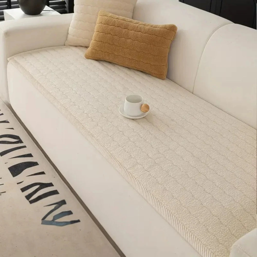 Sofa Cover Thick Plush Microfiber Non-Slip & Machine Washable