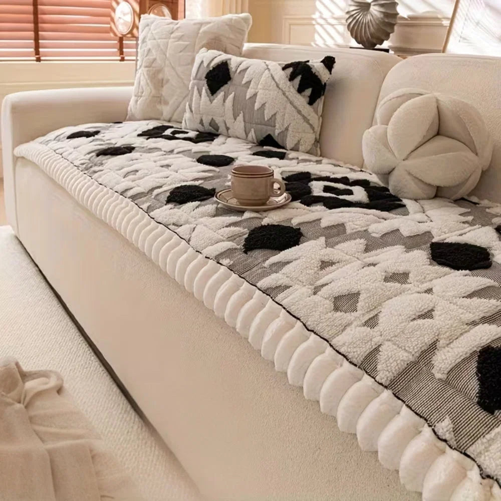 Sofa Cover Thick Quilted Plush Anti-Slip Backing Pet-Friendly