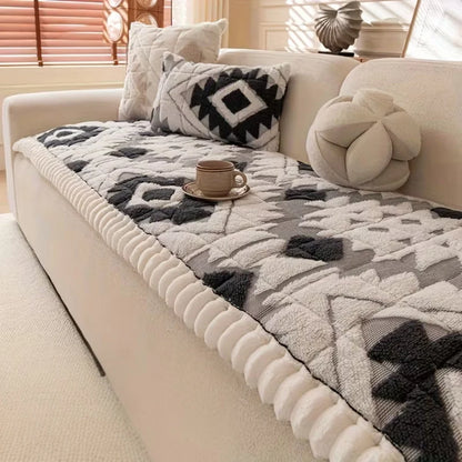 Sofa Cover Thick Quilted Plush Anti-Slip Backing Pet-Friendly