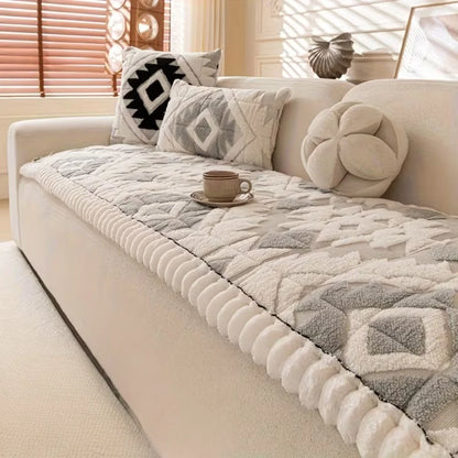 Sofa Cover Thick Quilted Plush Anti-Slip Backing Pet-Friendly