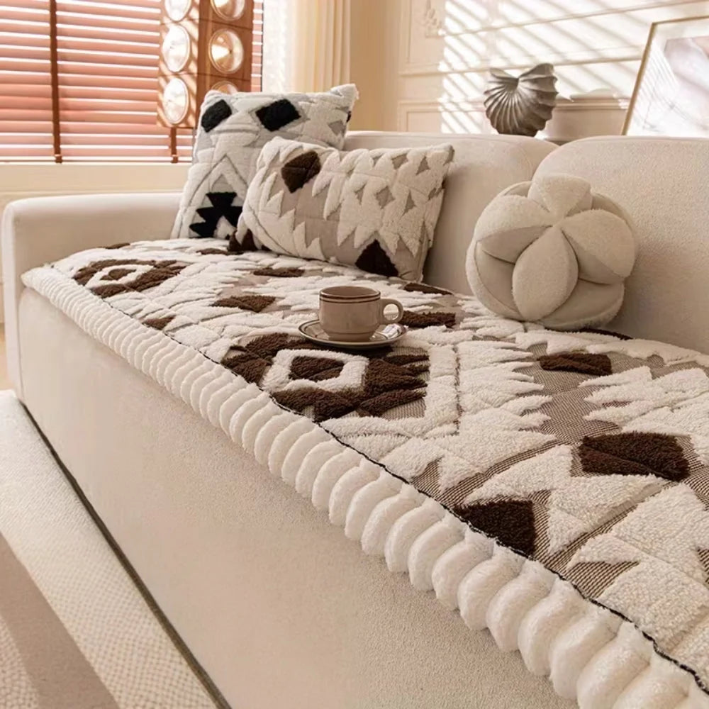 Sofa Cover Thick Quilted Plush Anti-Slip Backing Pet-Friendly