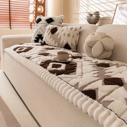 Sofa Cover Thick Quilted Plush Anti-Slip Backing Pet-Friendly