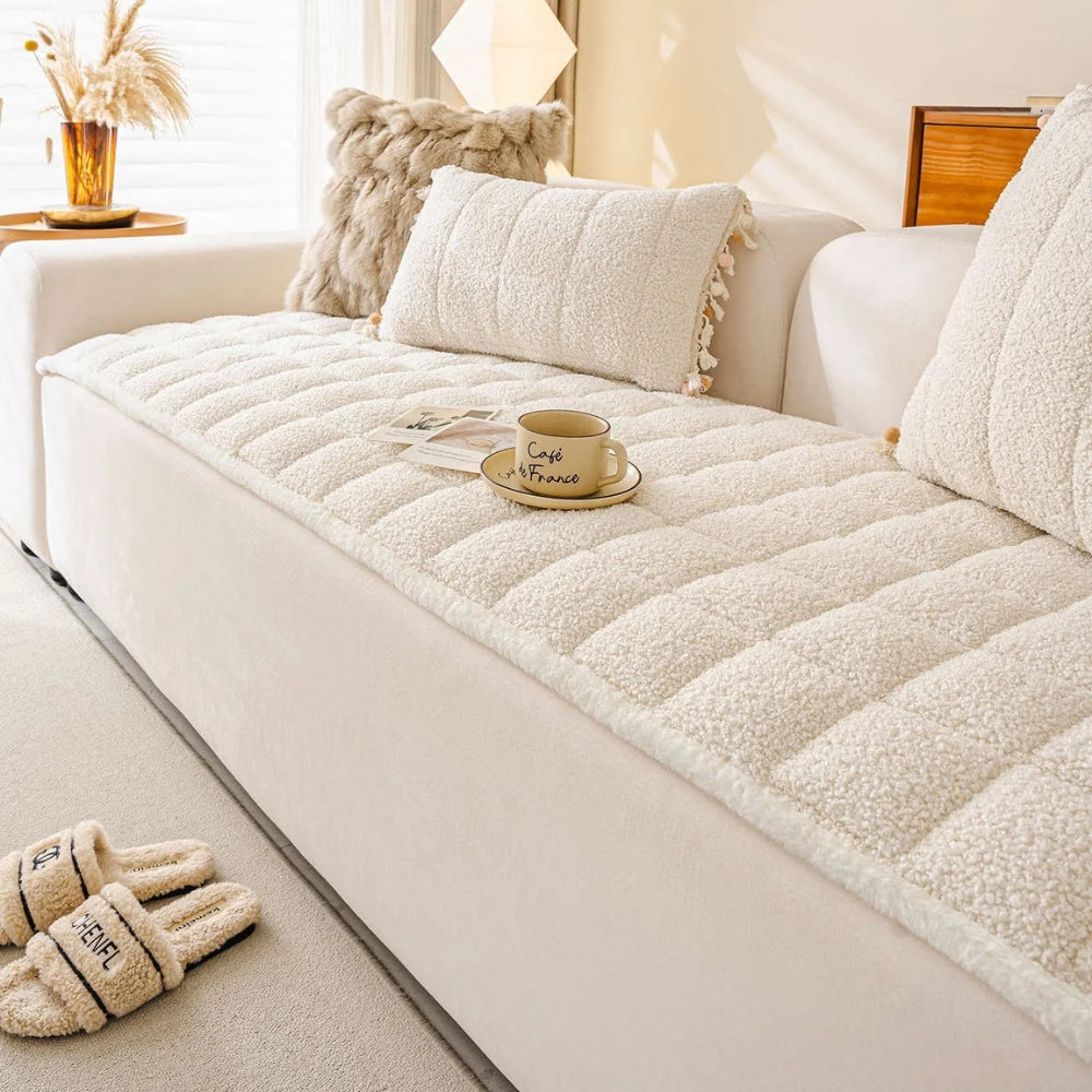 Sofa Cover Thick Three-Layer Plush Microfiber Anti-Slip Backing