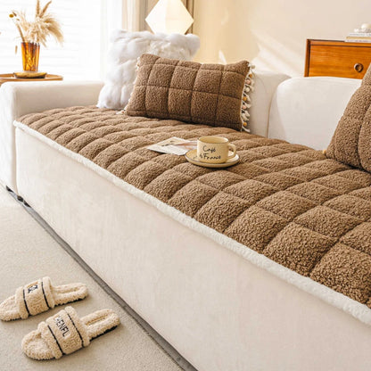 Sofa Cover Thick Three-Layer Plush Microfiber Anti-Slip Backing