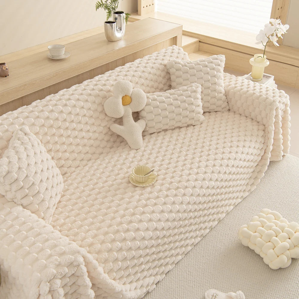 Sofa Cover Tufted Bubble Knit Microfiber Machine Washable