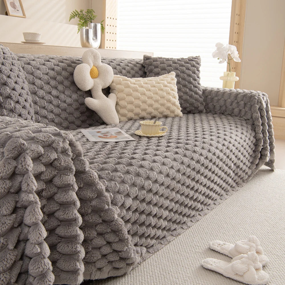 Sofa Cover Tufted Bubble Knit Microfiber Machine Washable
